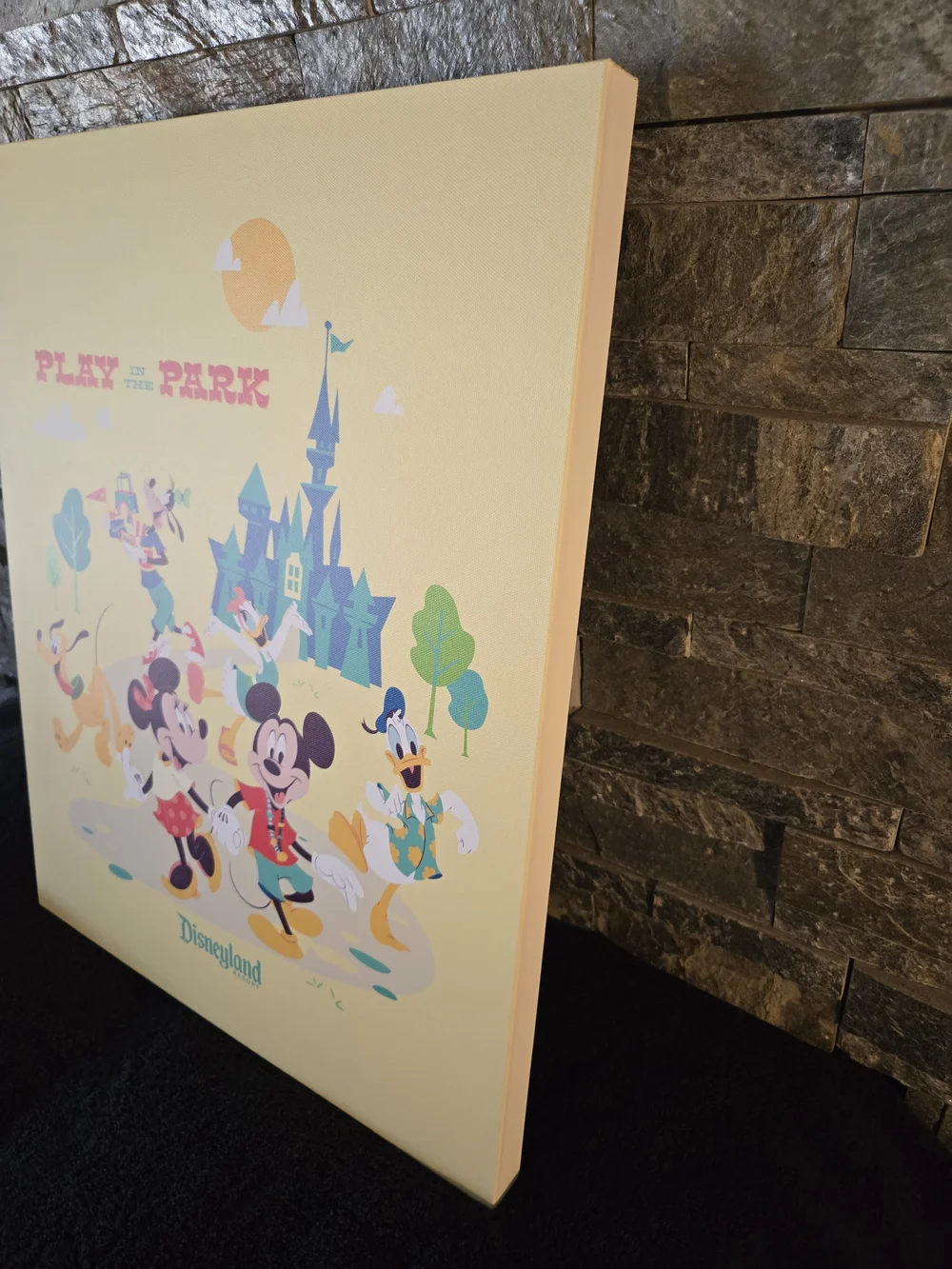 RARE!! Disney Play in the Park Yellow Mickey & Friends Wall Art NWT